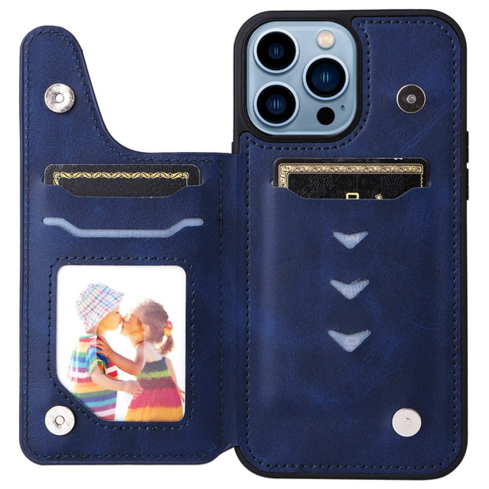 Support iPhone 6 Plus intégré avec cette coque rabat bleu anti-rayures - 8