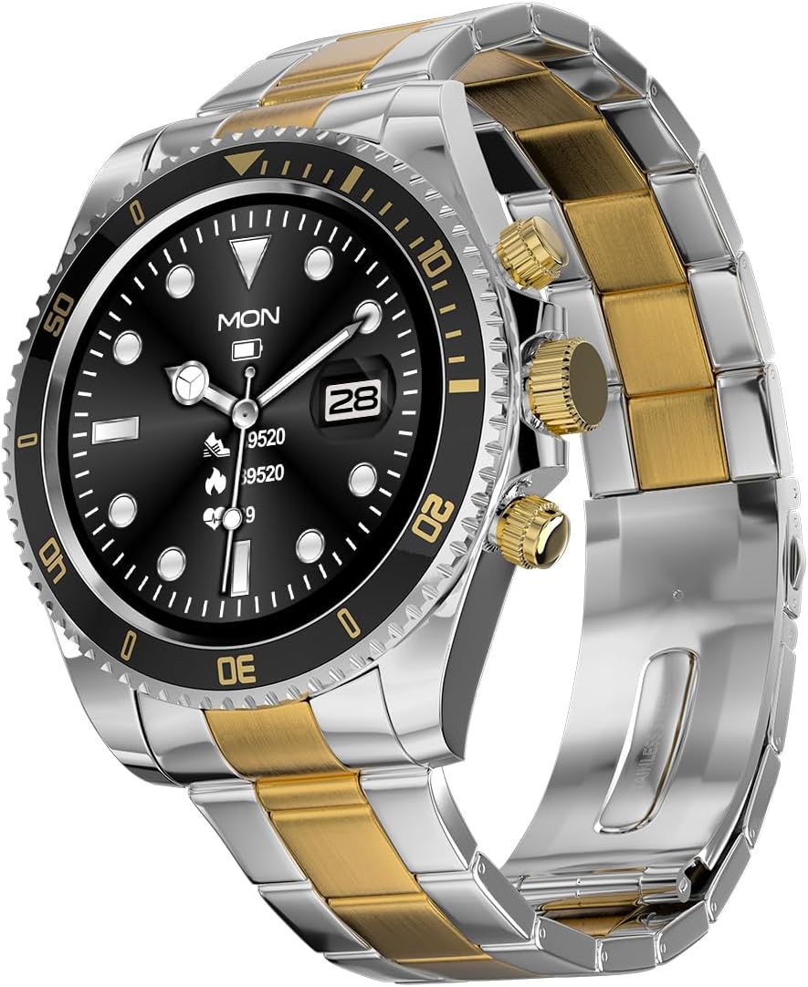 Fire-Boltt Avalanche Luxury Watch, Bluetooth Calling Smart Watch with 1.28” HD Display, 2 Button Pushers, Voice Assistance, Multiple Sports Modes, Health Suite, IP67 Resistance (Multicolor)