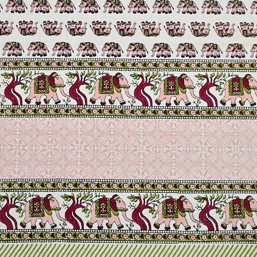 Image of 100% Cotton Single Bedsheet with 1 Pillow Cover | 240 TC Pure Cotton Flat Bed Sheet | Traditional Jaipuri Printed Bedding Set | Soft & Breathable | 60 x 90 Inch (Rangmahal Single 36)
