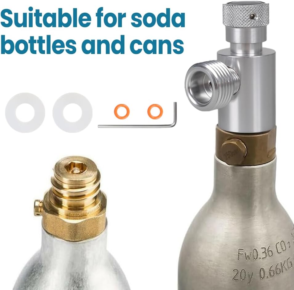CO2 Cylinder Adapter for Soda Water Maker, Aquarium CO2 Refill Canister Connector Kit for Fish Planted Tank