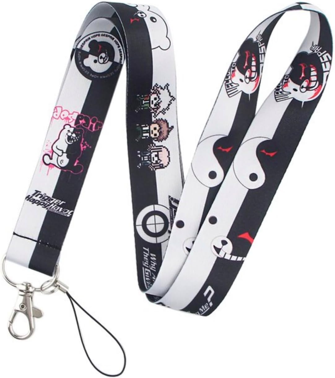 Monokuma Trigger Happy Havoc Anime Manga Video Game 17.7" Neck Lanyard Keychain Holder ID Badge Mobile Phone Pin Strap