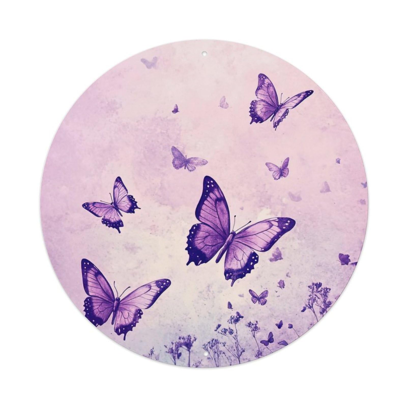 Animal Artwork Purple Butterflies Metal Tin Sign