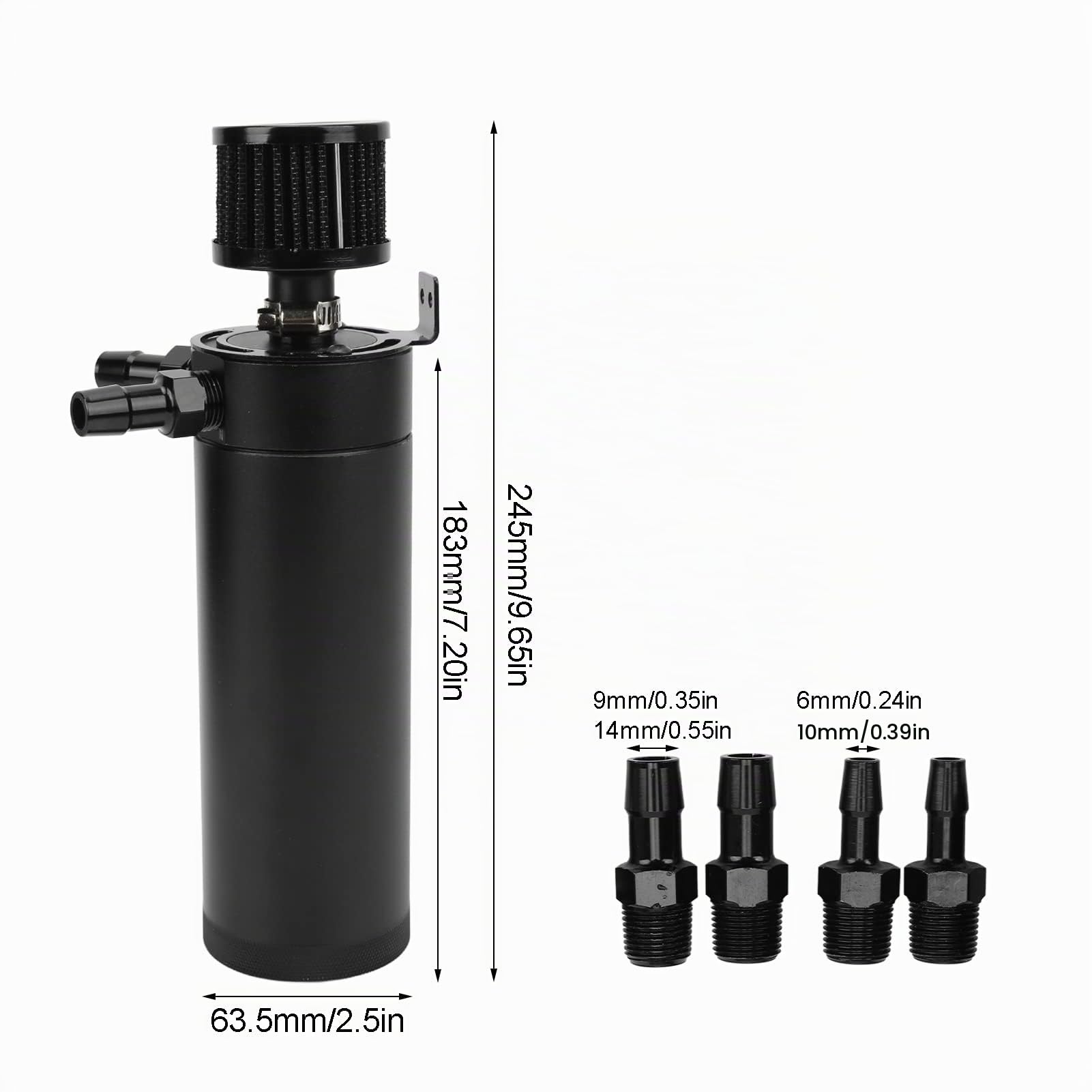 Kit Tanica di Raccolta Olio a 2 Vie Separatore Dell'olio Dell'aria del Motore del Serbatoio del Serbatoio del Serbatoio Dell'olio Universale con Filtro di Sfiato Reimballaggio
