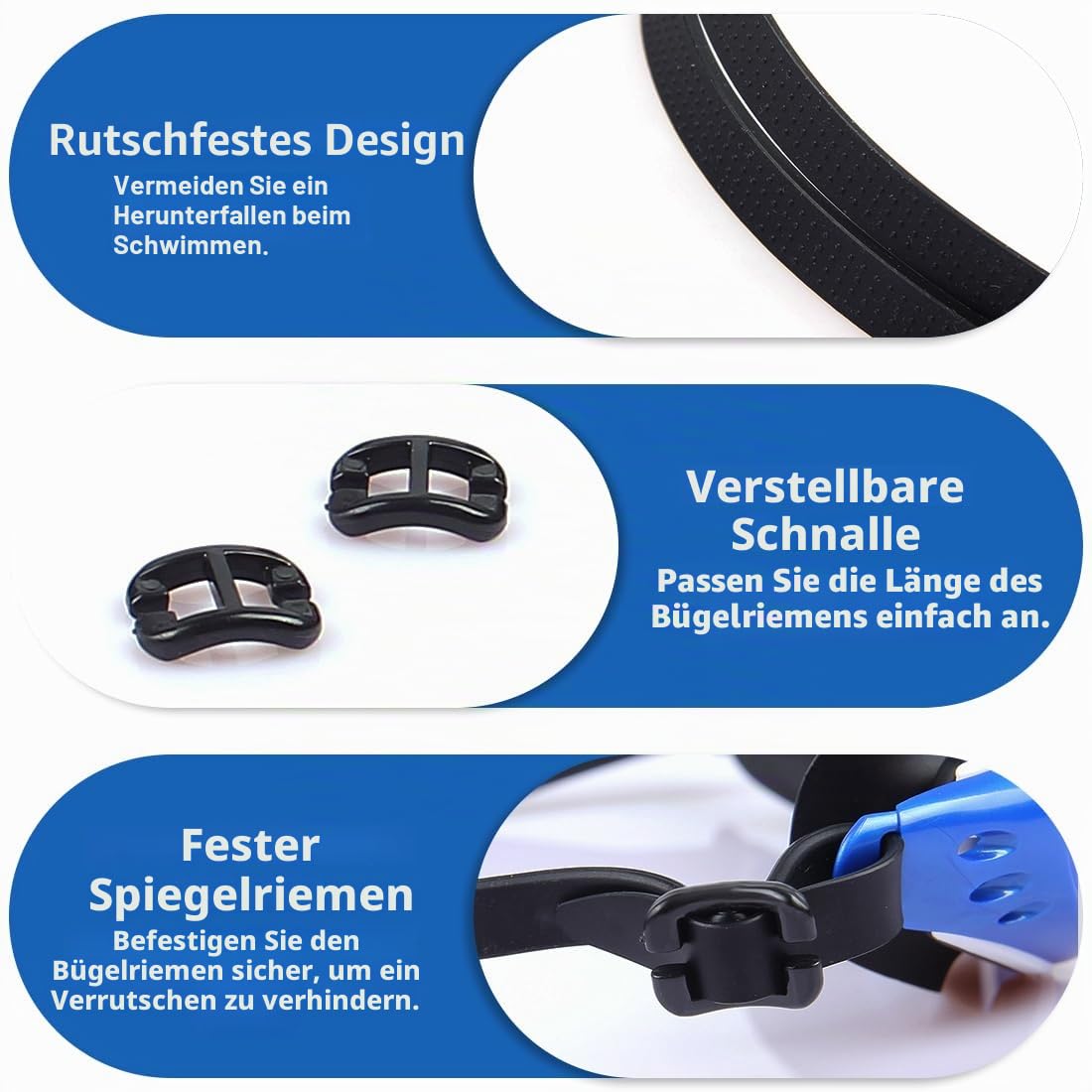 2 Stück Schnorcheln Kopfband, Dickes Silikon, Tauchmaske Gurt, Tauchmaskenband, mit Verstellbarer Schnalle, Gute Elastizität, für Tauchen und Schwimmen (Schwarz)