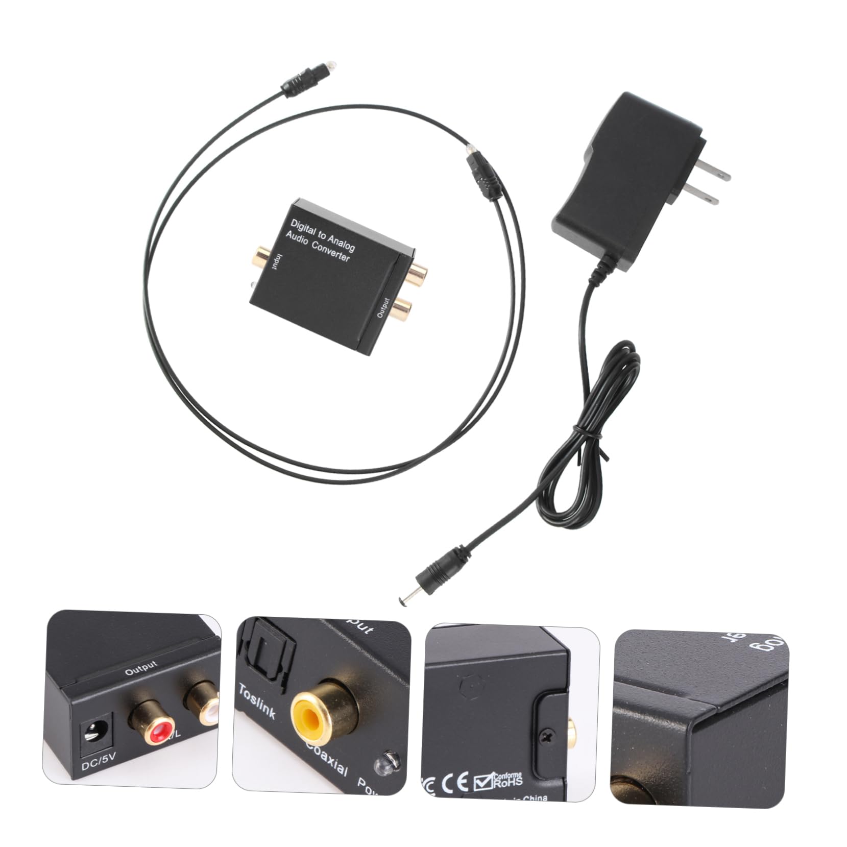 Mikikit 3pezzi Convertitore Audio Digitale Analogico Spdif Coassiale Per Tv e Dvd Compatto e Leggero Con Cavo Ottico Supporta Frequenze Khz Trasmissione Senza Rumore Elettromagnetico