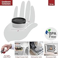 Vista 5 de Recipientes para condimentos con tapas, paquete de 8 unidades, 1.3 onzas. Recipiente para aderezo para ensalada para llevar, pequeños recipientes