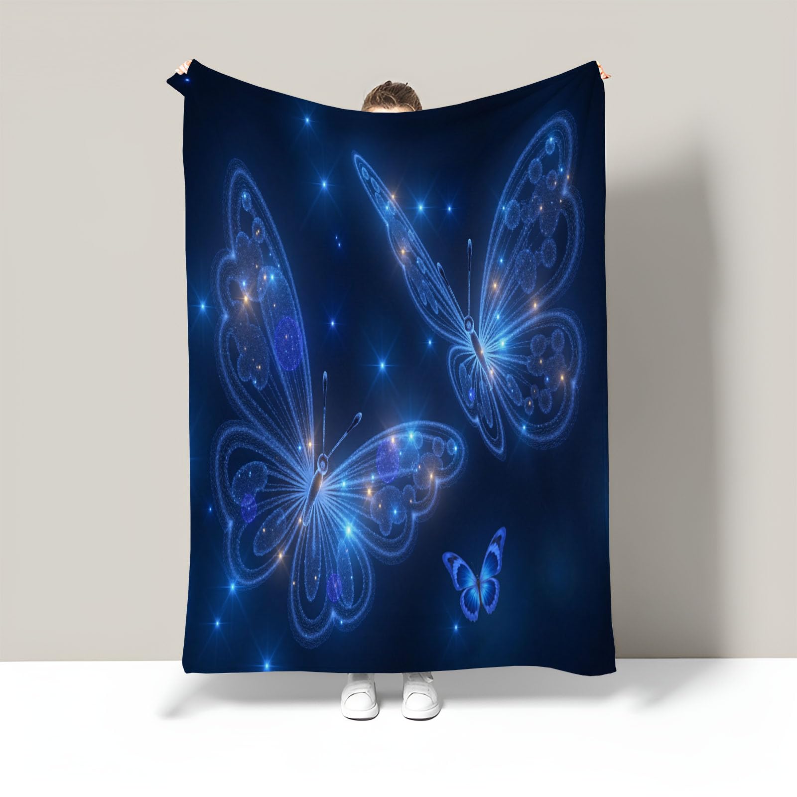 Couverture en flanelle polaire papillon 130x150cm douce et chaude pour lit et canapé