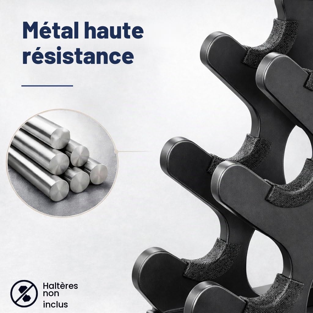 Support d'haltères en métal à 4 niveaux pour salle de sport à domicile (pas d'haltères, support uniquement)