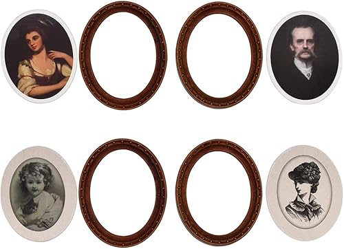 Miniatura 7 de iLAND Accesorios de casa de muñecas en miniatura para muebles vintage de casa de muñecas, marcos con juego de pinturas clásicas impresas (4 marcos