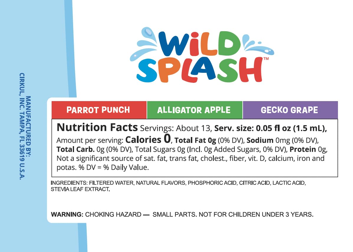 Cirkul Wild Splash Stevia Flavor Water Variety Pack, Makes 36 Drinks, No Sugar, Zero Calorie Drink Mix, (2 Parrot Punch, 2 Alligator Apple, 2 Gecko Grape) - Image 2