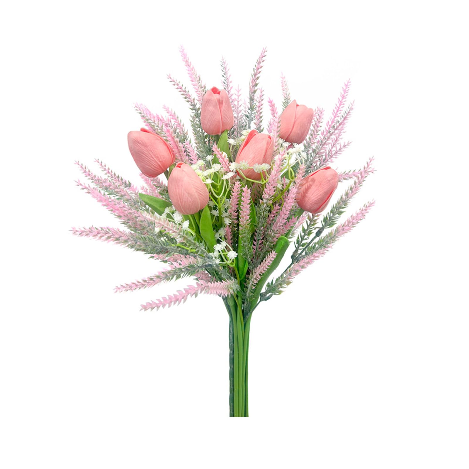 Limtula Color Artificial Flower Bouquet Lavender Tulips Mixed 13Inch Silk Floral Decoration for Table Centerpieces Artificial Flower Bouquet