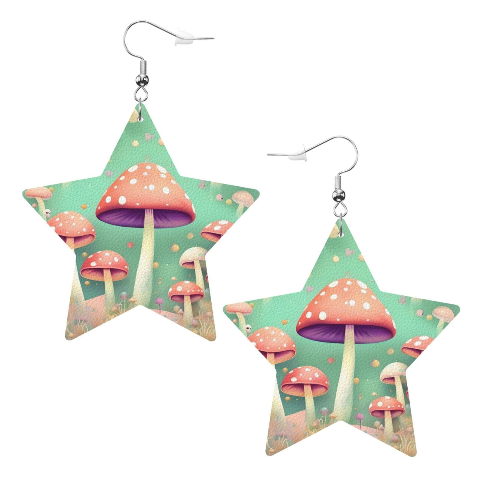 Orecchini pendenti a forma di fungo fresco in oro, carini e divertenti a forma di pianta, gioielli alla moda, regalo per donne e ragazze, Cooper, Nessuna pietra preziosa