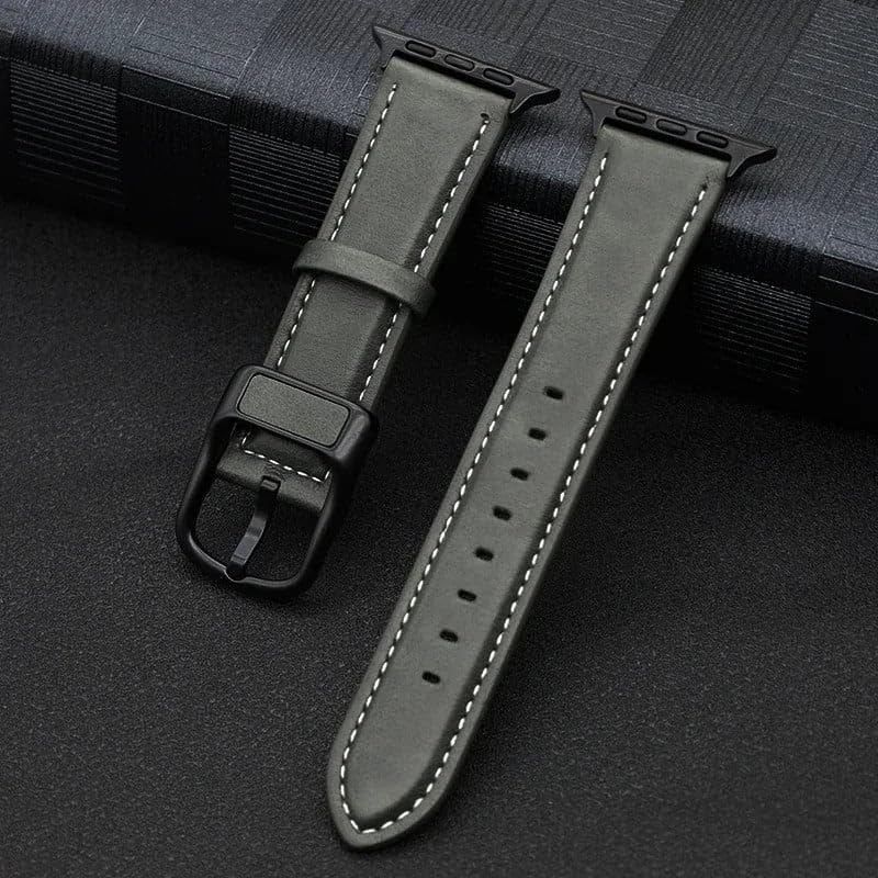 Image of Vintage Leather Compatible Apple Leather Watch Bands for Apple Watch Ultra /Ultra 2 49mm 45mm 44mm 42mm Metal Connector Strap for iWatch Series SE 9 8 7 6 5 4 3