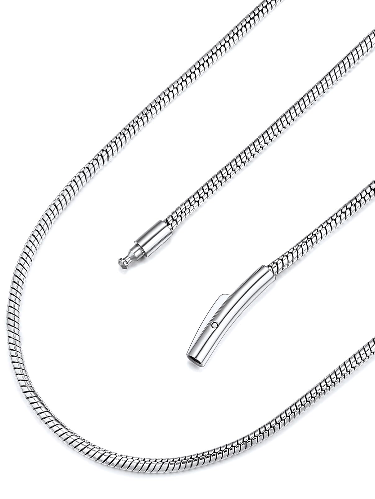 FaithHeart Edelstahl Schlangenkette 2mm 40cm-75cm lang Herrenkette Damenkette mit Drehverschluss für Weihnachten Halloween Valentinstag