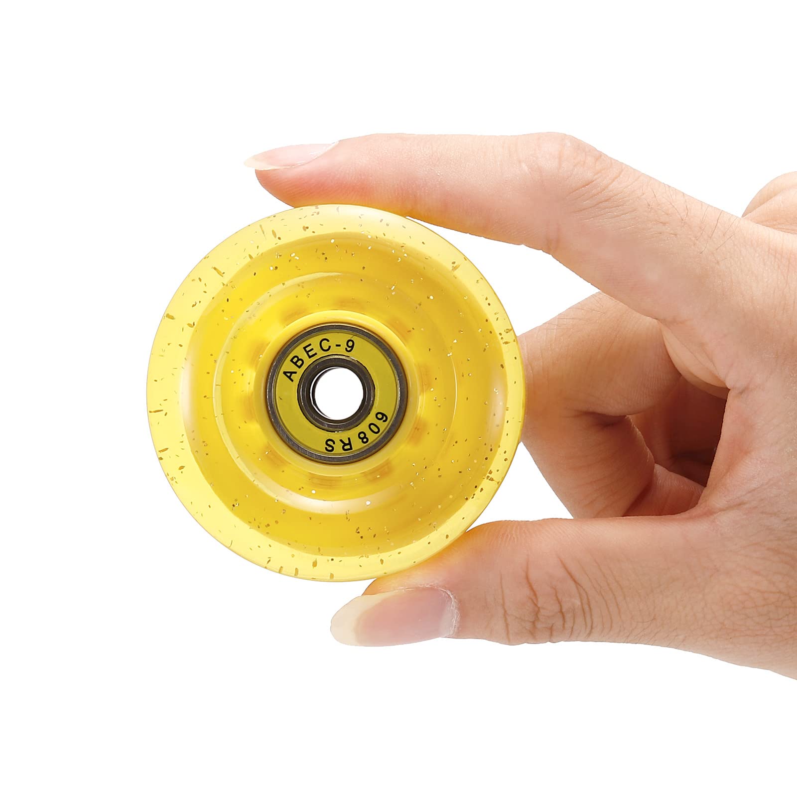 PATIKIL 32 x 58mm Rotelle Ruote Ruote con Cuscinetti, 4pz 82A Quad Skate Sostituzione per Doppia Linea Skate Skateboard Interni o Esterni, Brillante Giallo