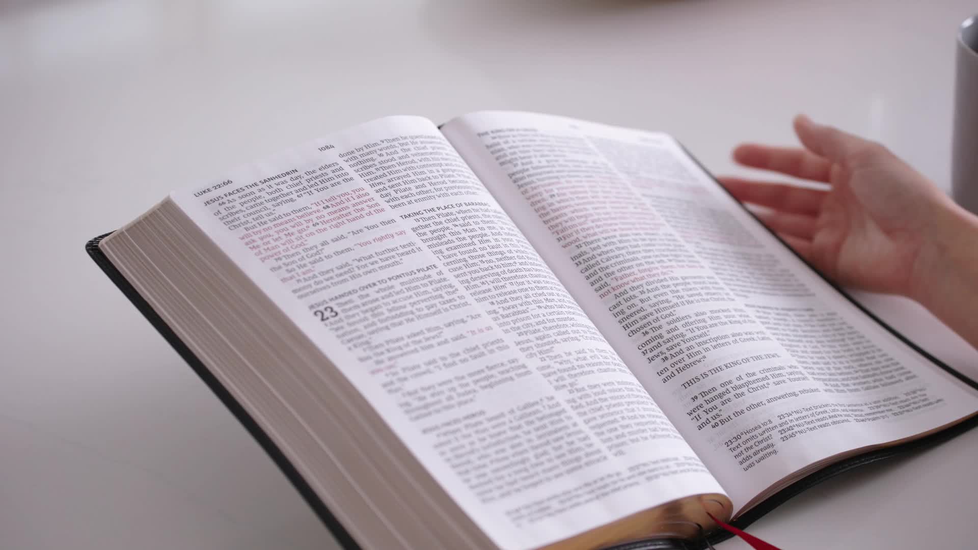 Image of NKJV Holy Bible, Giant Print Thinline Bible, Black Leathersoft, Thumb Indexed, Red Letter, Comfort Print: New King James Version