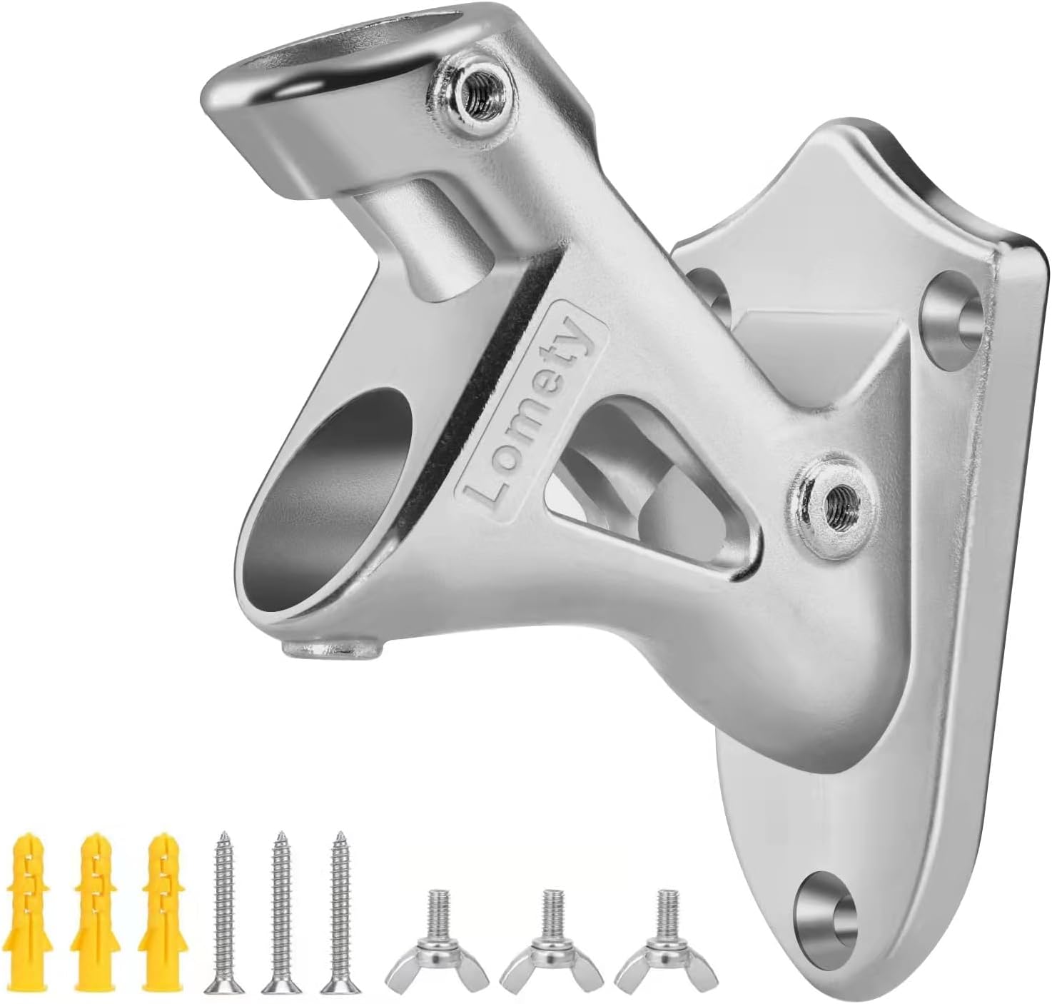 Heavy Duty Flag Pole Holder Stainless Steel Flag Pole mounting Bracket 1inch 2 Position(Silver)