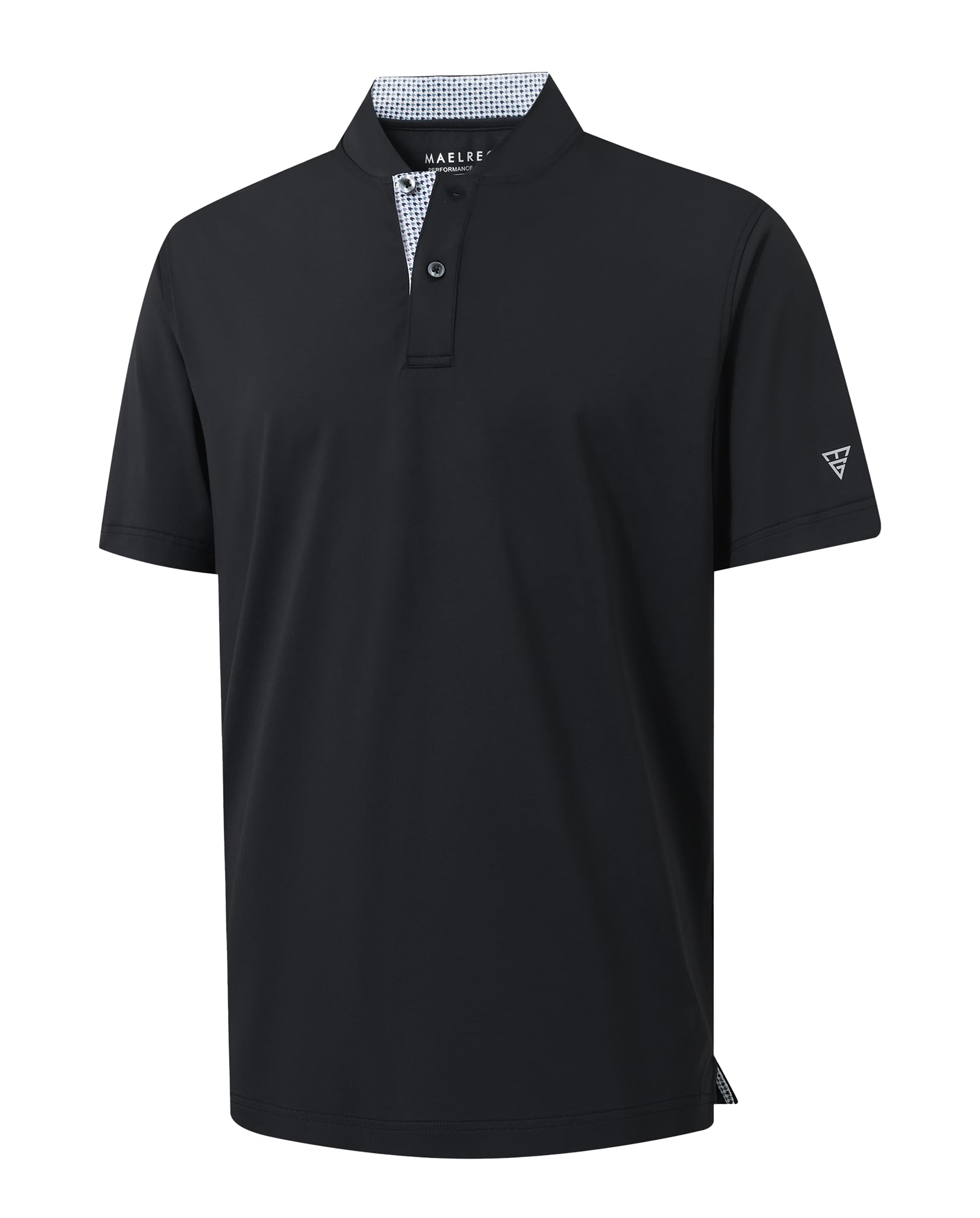 M MAELREG Mens Golf Shirts Collarless Performance Dry Fit Moisture Wicking Casual Solid Short Sleeve Henley Shirts for