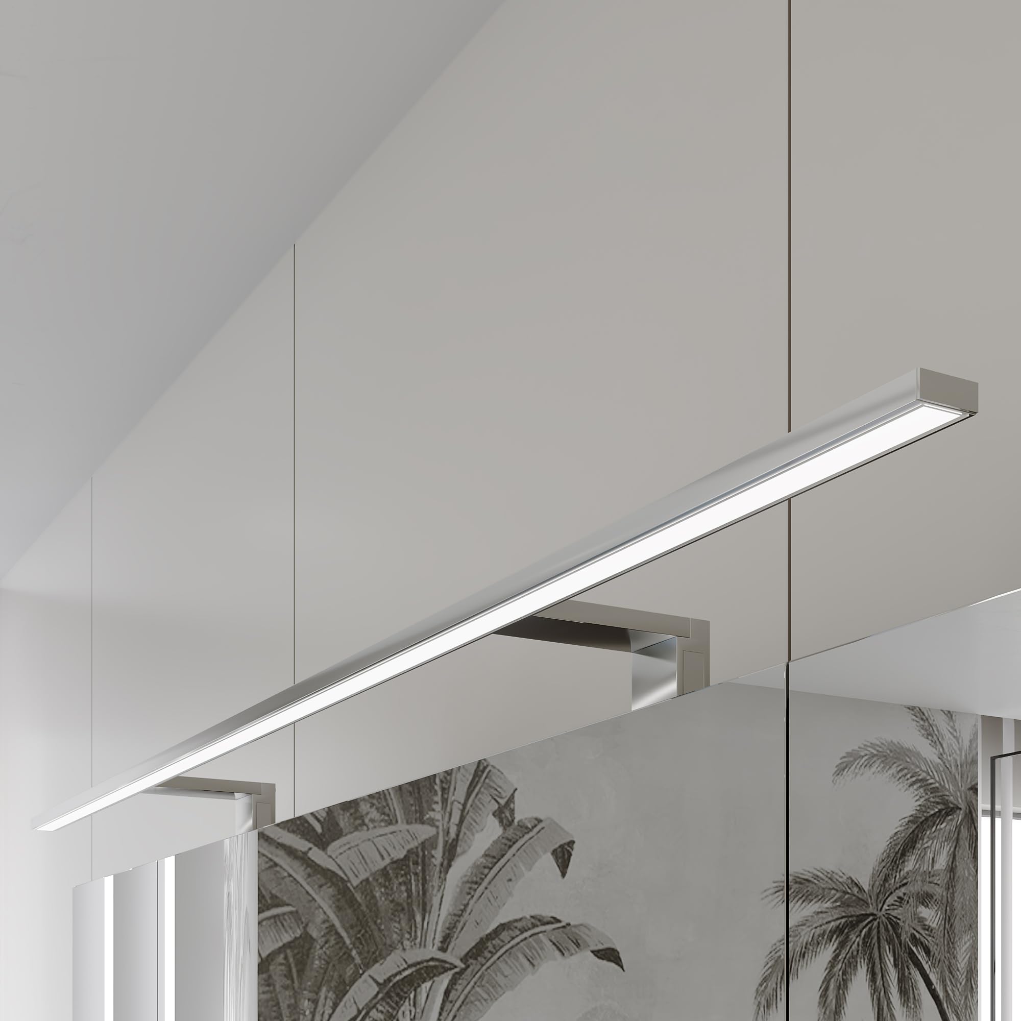 kalb | Spectraline, LED badkamerlamp 120cm IP44, spiegelverlichting 18W, geschikt voor vochtige ruimtes, direct aansluitbaar op 230V, 3-in-1 montageoptie (Zilvergrijs - warm wit