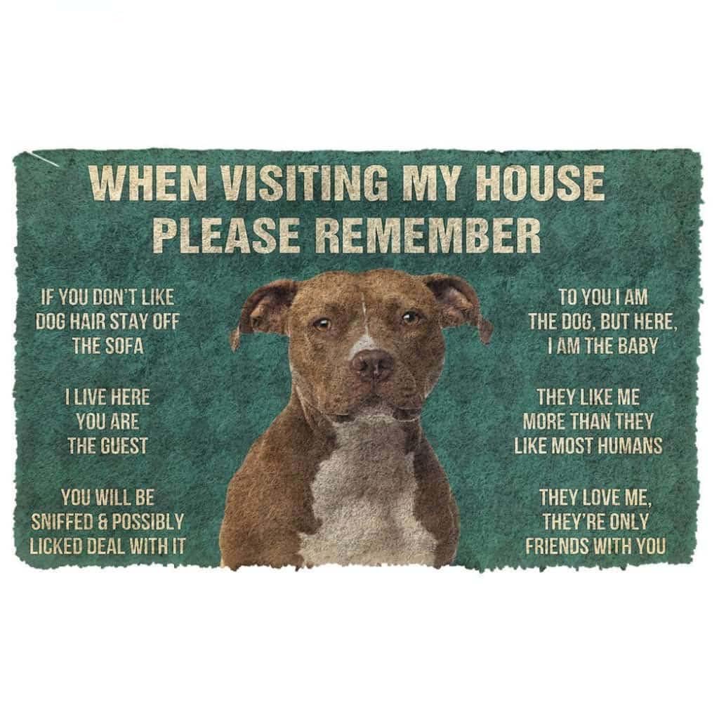 Paillasson personnalisé règles de la maison pour chiens : protégez votre entrée et votre Amstaff