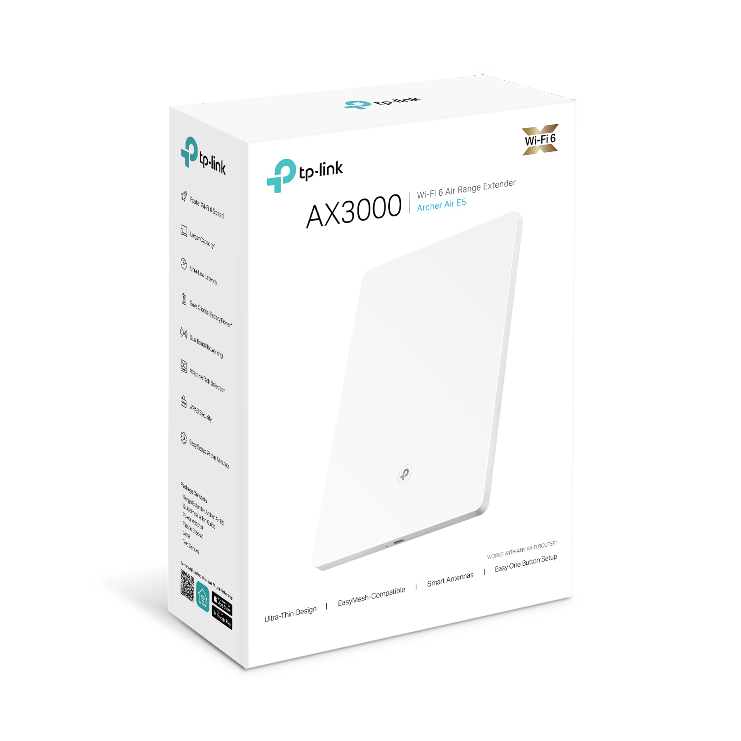 TP-Link Archer Air E5 Wi-Fi 6 AX3000 - Amplificador (8 mm, diseño ultrafino, antenas inteligentes, instalación flexible, sin conexión Ethernet)