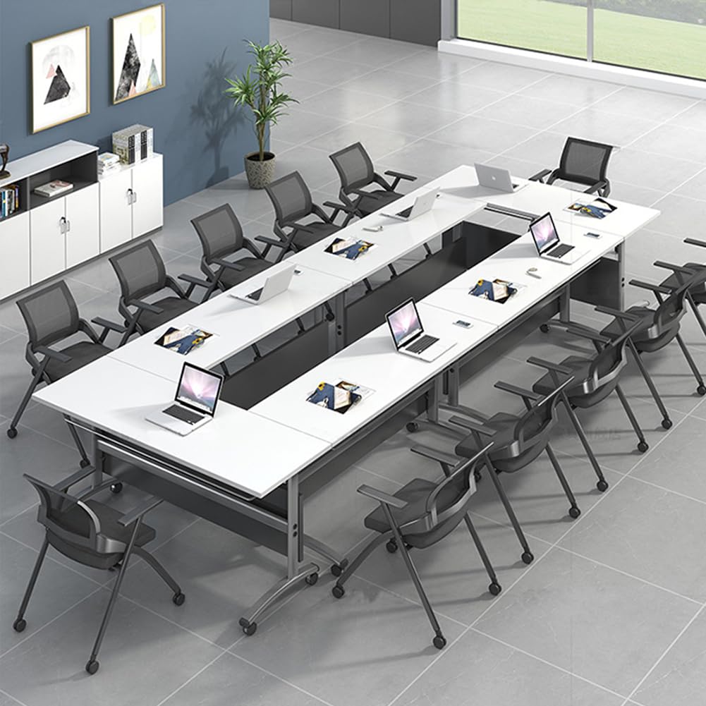 Faltbarer Konferenzraumtisch mit Klappdeckel, mobiler Comter Schreibtisch auf Rädern, 140 x 40 x 75 cm, perfekt für Bürobesprechungen und Trainingseinheiten