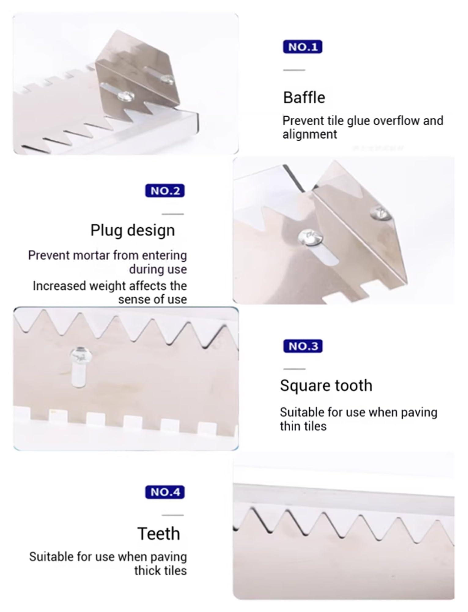 Paleta Grande para Azulejos, Herramienta para Extender Adhesivo para Azulejos, Paleta Dentada, Paleta para Azulejos de Pared, Paleta de Mano para Azulejos Grandes, Pisos, alicatado y mampost