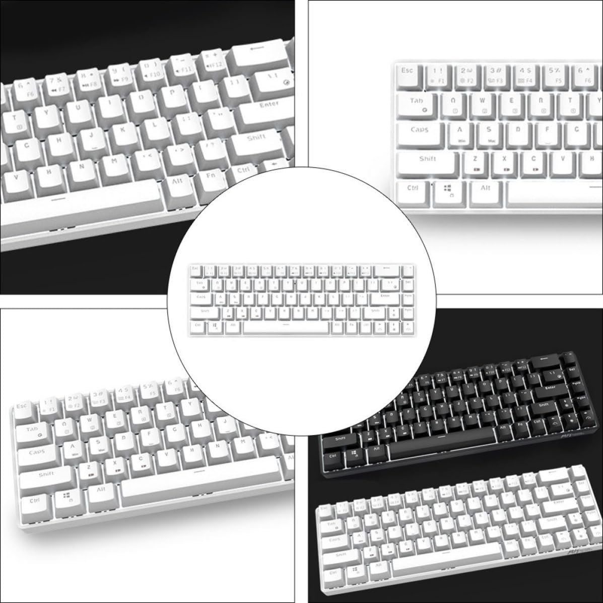 Mipcase Teclado Mecánico Inalámbrico de Modo Doble Portátil 68 Teclas Abs para Juegos y Oficina, Compatible y Ligero para Uso en Casa