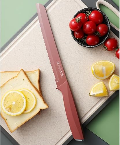 Miniatura 8 de Juego de cuchillos, 6 cuchillos de cocina codificados por colores con bloque, juego de cuchillos de chef de acero inoxidable con revestimiento