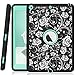 Hocase iPad 9.7 2018/2017 Case Heavy Duty Shockproof Silicone Rubber+Hard Shell Hybrid Protective Case w/Rose Floral Print for iPad 5th/6th Generation A1893/A1954/A1822/A1823 - Black/Teal