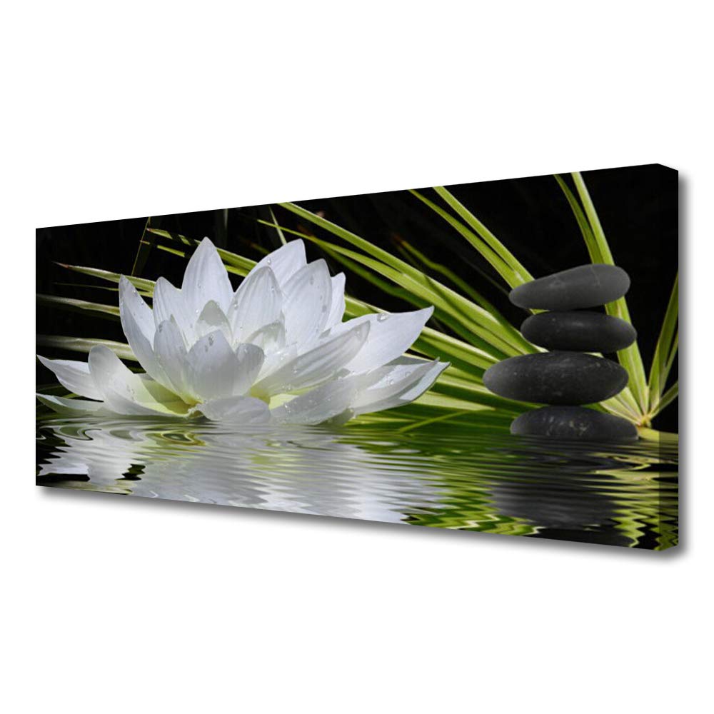 Fleur Pierres Eau Florale Grand Tableau Panoramique Tulup