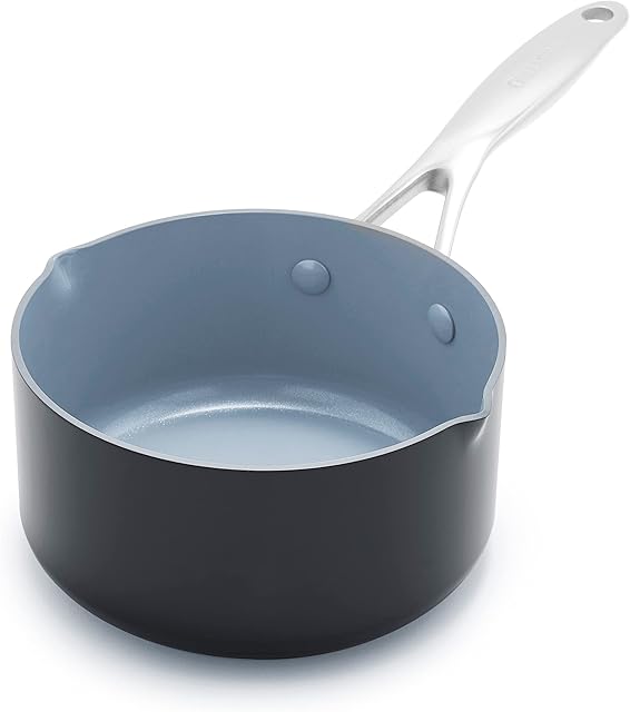 GreenPan Valencia Pro Hard Anodised Healthy Ceramic Non-Stick 16cm/1.6 Litre Milk Pan, PFAS-Free, Induction, Dishwasher Safe, Oven Safe, Grey