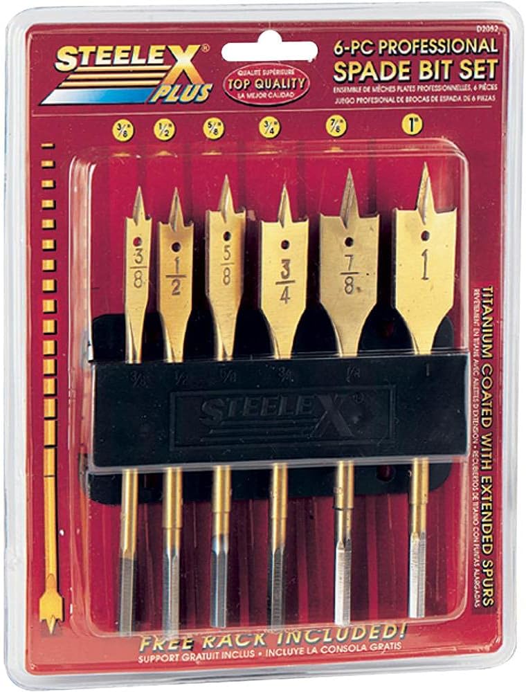 Steelex Plus D2052 TiN Coated Spade Bit Set, 6-Piece
