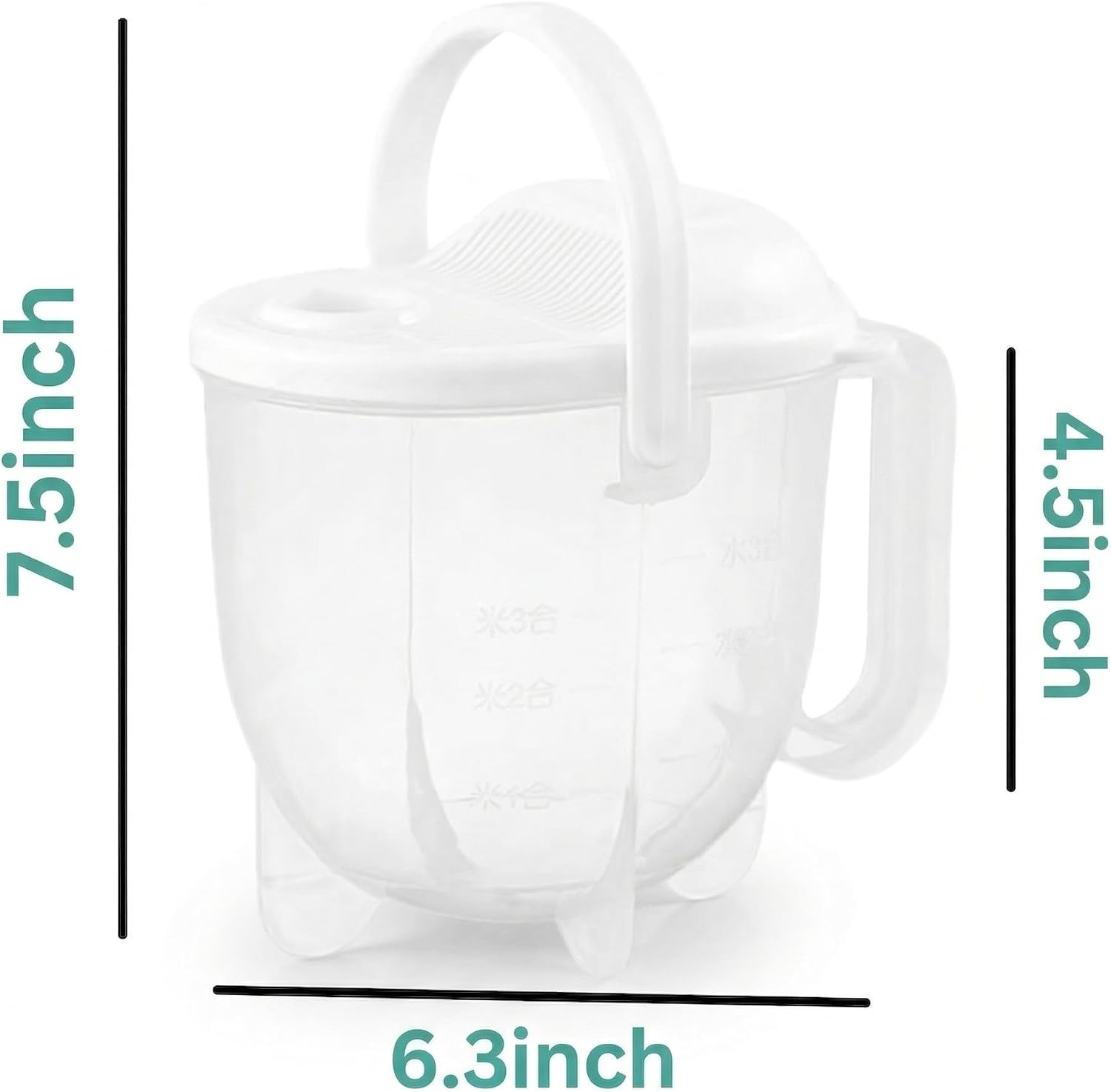 14oz Rice Washer Strainer Bowl with Handle - Plastic Grain & Vegetable Washing Bowl, Perfect for Rice Washing Bowl Needs and Rice Rinser Strainer Use with Beans, Pasta & Fruits