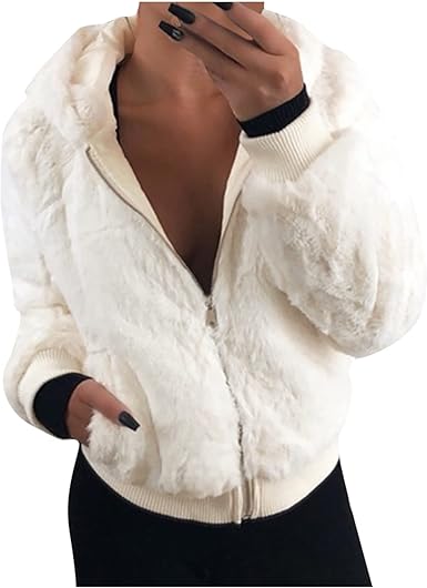 white fluffy zip up