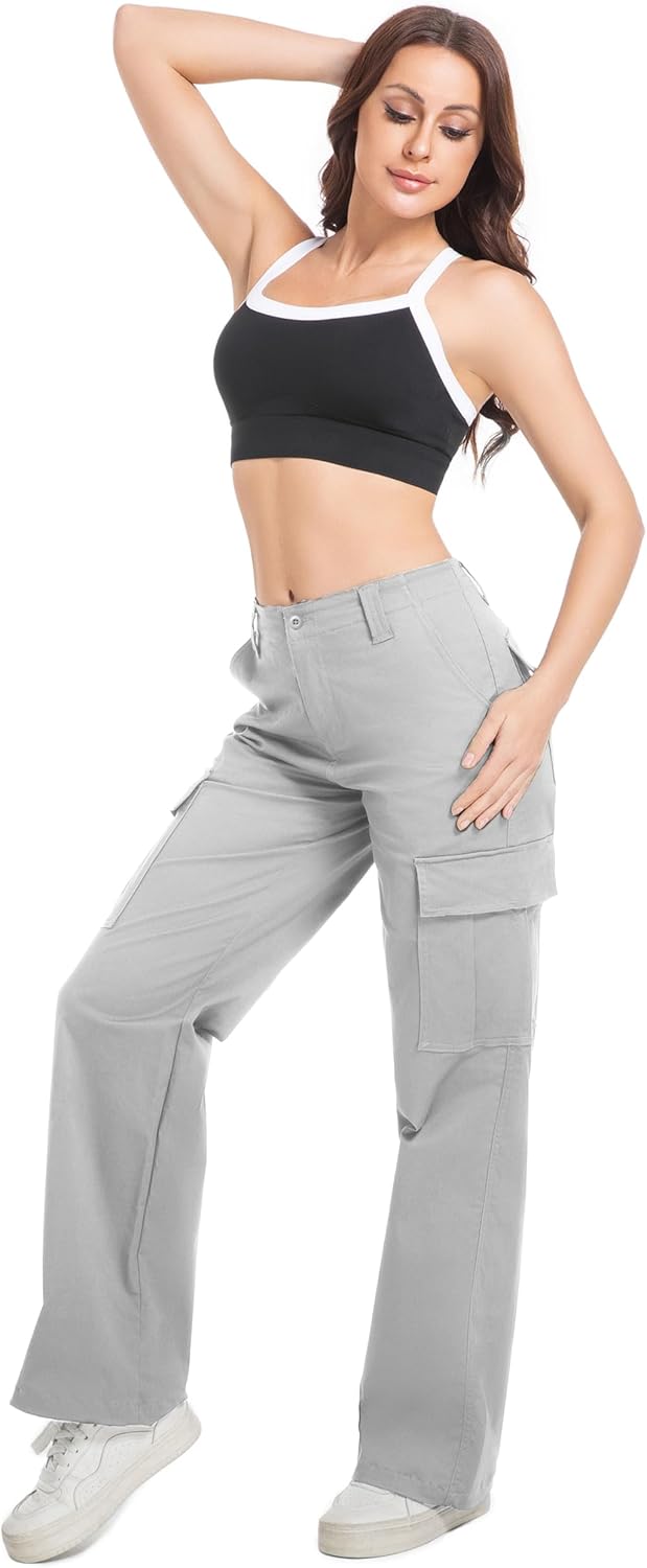 Soulsfeng Women's Cargo Pants Baggy Relaxed Fit Cotton Hiking Work Pants with 6 Pockets - Image 6