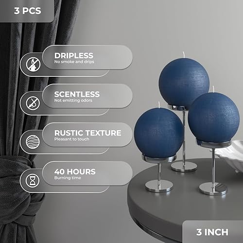 Miniatura 9 de CANDWAX Juego de 3 velas redondas de 3 pulgadas, decoración perfecta para decoración de bodas y velas románticas, velas sin perfume de larga