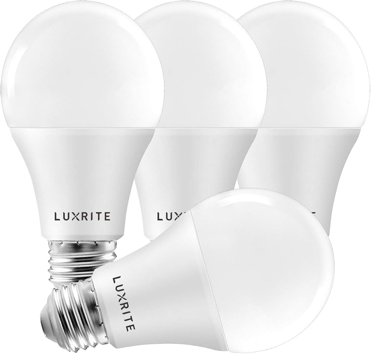 LUXRITE A19 LED Light Bulbs 100 Watt Equivalent Dimmable, 3000K Soft White, 1600 Lumens, Enclosed Fixture Rated, Standard LED Bulbs 15W, Energy Star, E26 Medium Base - Indoor and Outdoor (4 Pack)