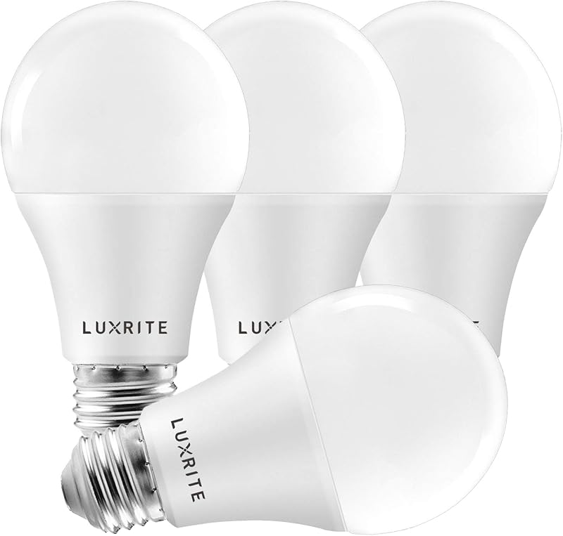 LUXRITE A19 LED Light Bulbs 100 Watt Equivalent Dimmable, 3000K Soft White, 1600 Lumens, Enclosed Fixture Rated, Standard LED Bulbs 15W, Energy Star, E26 Medium Base - Indoor and Outdoor (4 Pack)