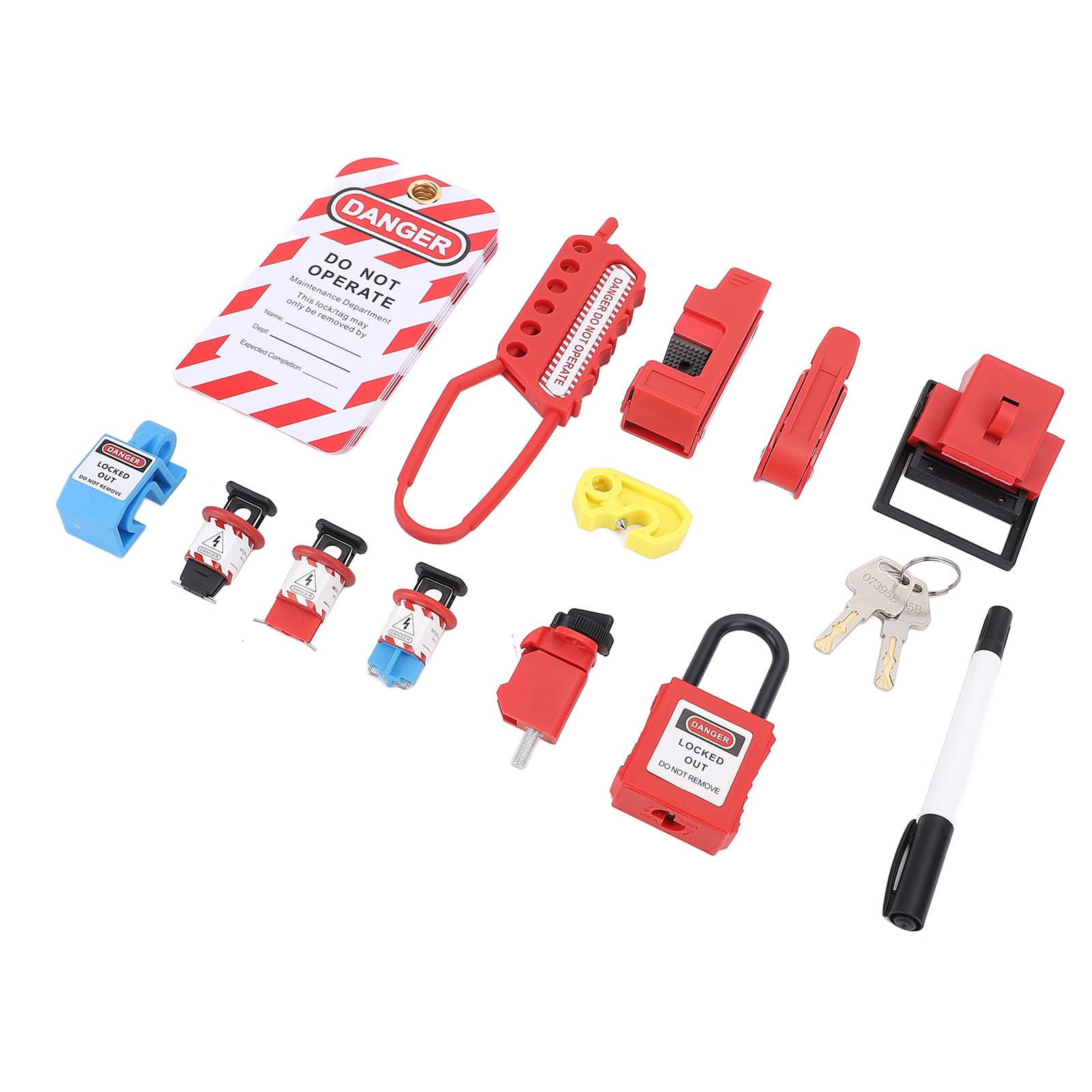 Hyuduo Kit de Bloqueo Eléctrico, Materiales No Conductores, Dispositivo de Bloqueo de Disyuntor con Cerrojo, Ideal para Seguridad de Maquinaria y Equipos Industriales