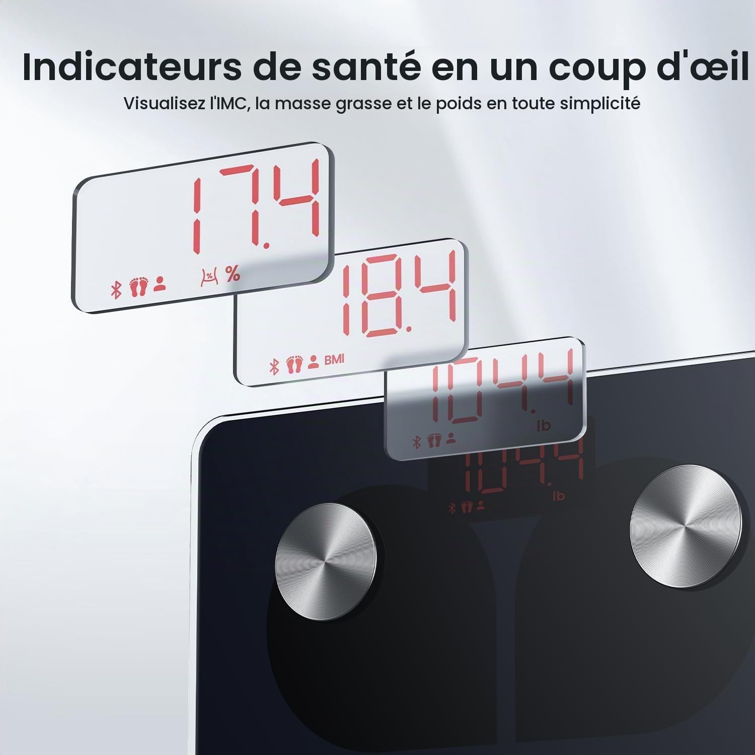 RENPHO Balance Pèse Personne Électronique, Pèse Personne Impédancemètre Rechargeable USB, 13 Données, 400 lb & Mètre Ruban Rétractable et Connecté avec Application Bluetooth