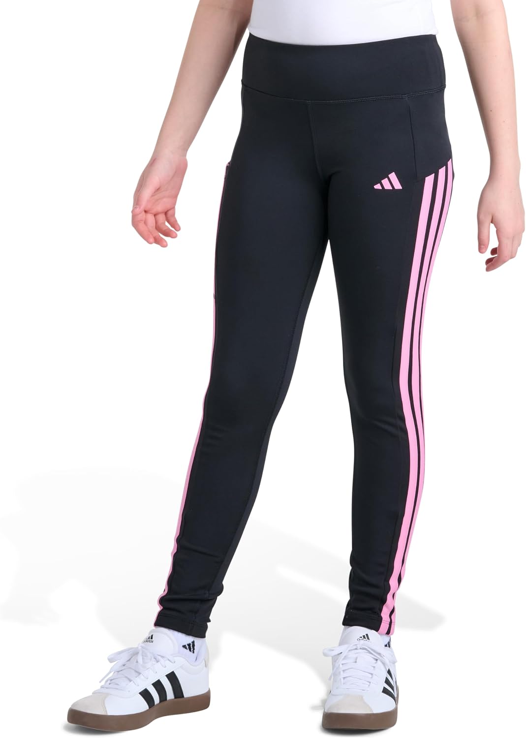 adidas Kids Detached Waistband 3-Stripe Cell Phone Pocket Leggings (Big Kid)