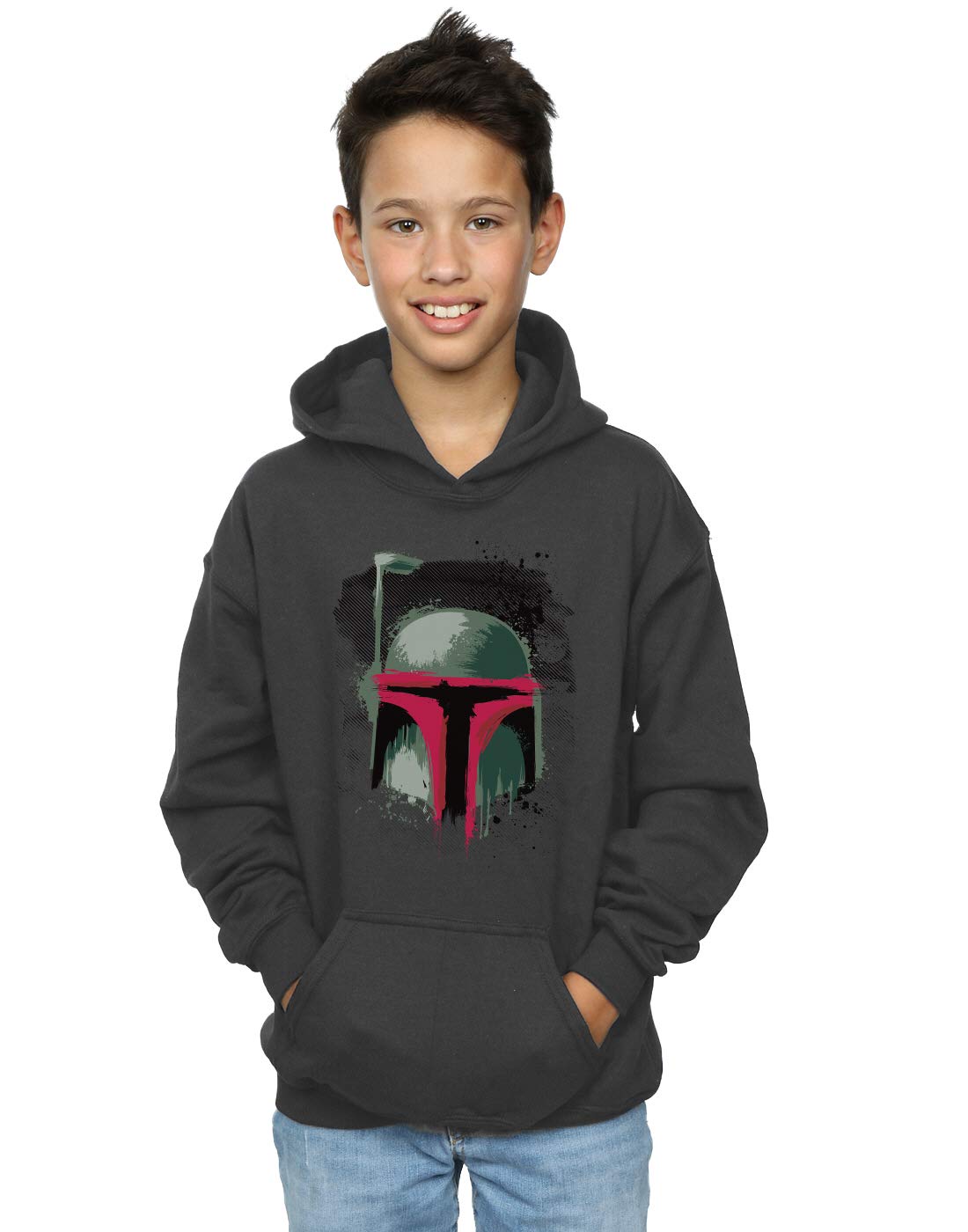 Star Wars Boys Charcoal Boba Fett Helmet Hoodie 9-11 Years