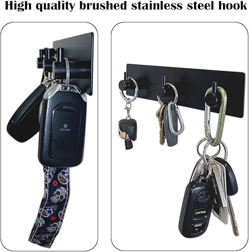 Miniatura 4 de Soporte para llaves de pared, no daña la pared, ganchos autoadhesivos de acero inoxidable, gancho para toallas, colgador de abrigos, entrada,