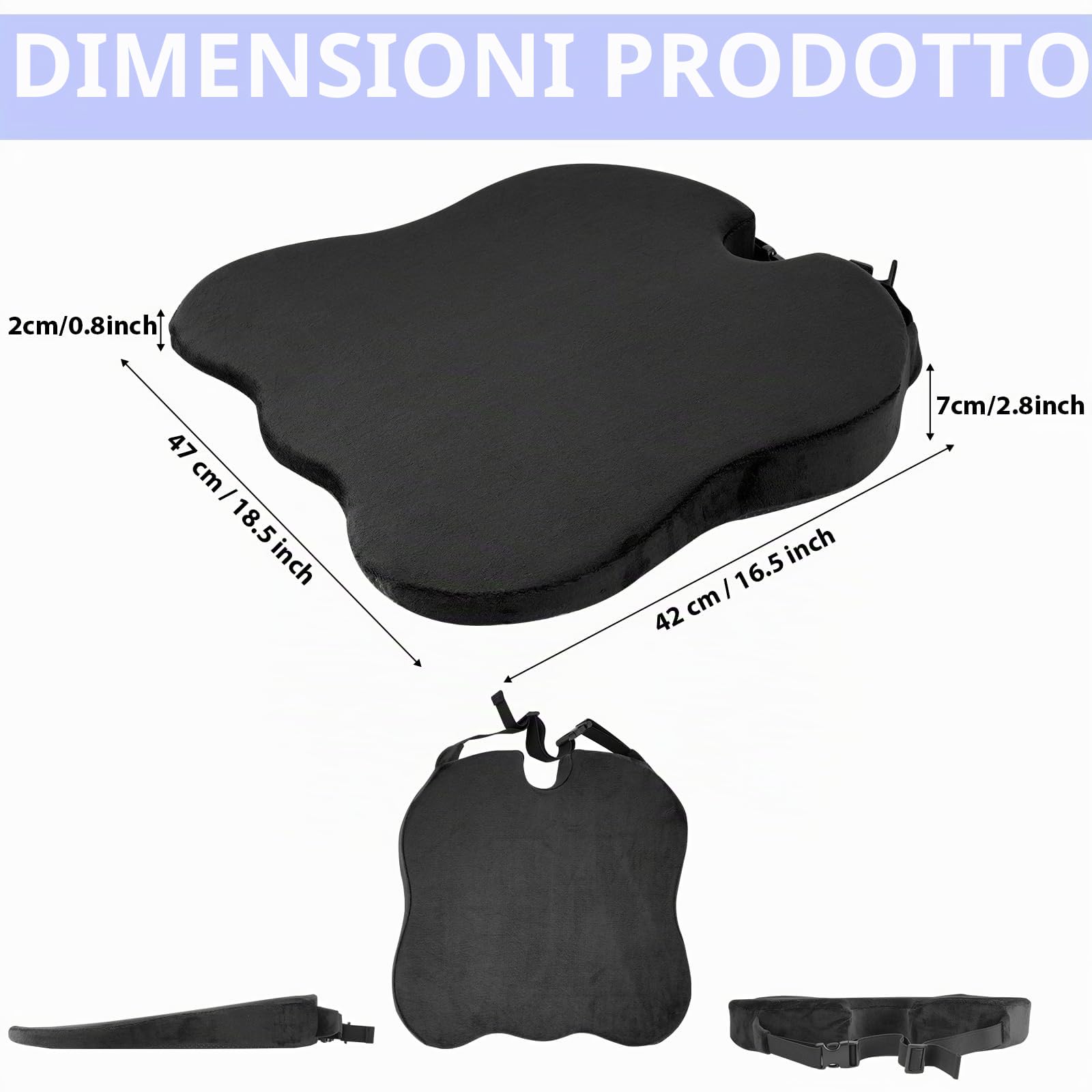 Cuscino Sedile Auto Guidatore, Cuscino Coccige Ortopedico Ergonomico per Auto Seduta, Cuscino Sedia del Rilievo in Memory Foam di Pressione de Cuneo per Sedile del Conducente Ufficio