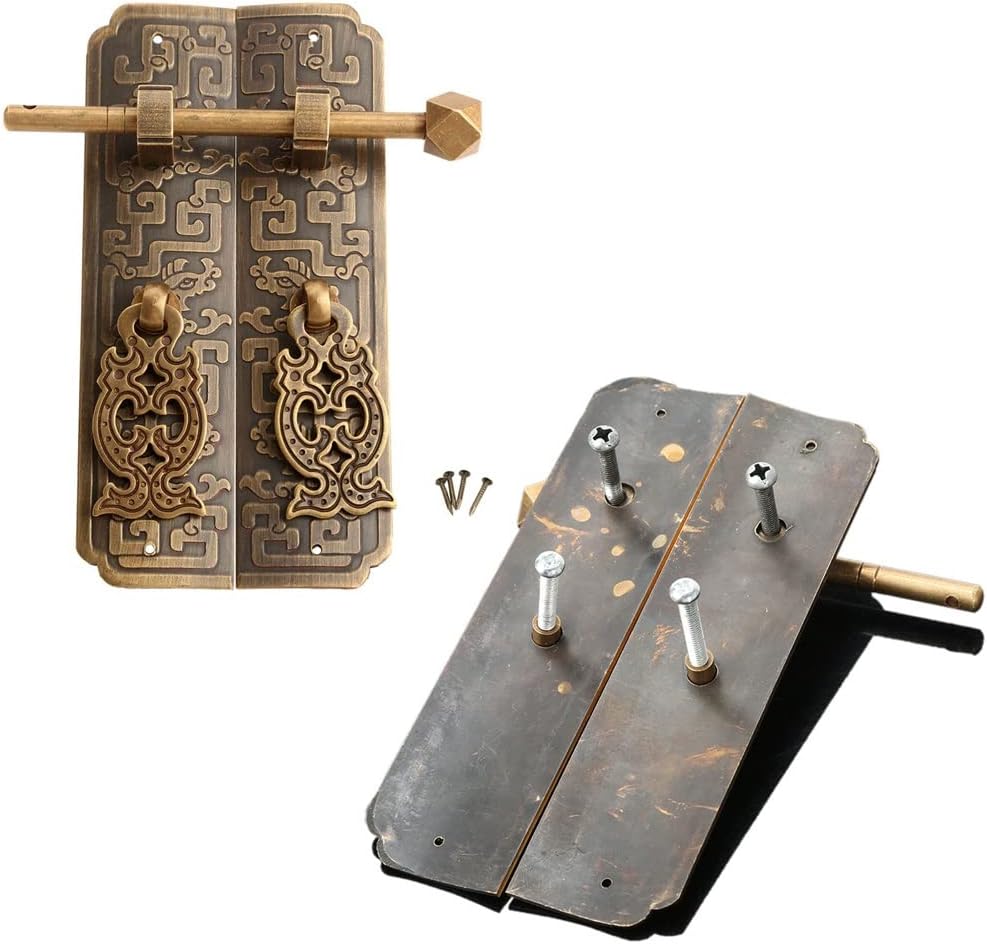 Antique Classical Cabinet Lock Latch Furniture Hardware Door Strip Pulls Handle Knob Brass Decorative
