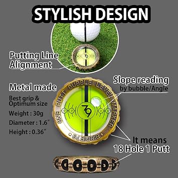 BIRDIE79 Slope Master Pro Green Reader - 1.5m(4.9フィート)以内対応 - 高精度のグリーンリーディング補助機能付き、男女兼用のゴルフハットクリップボールマーカー