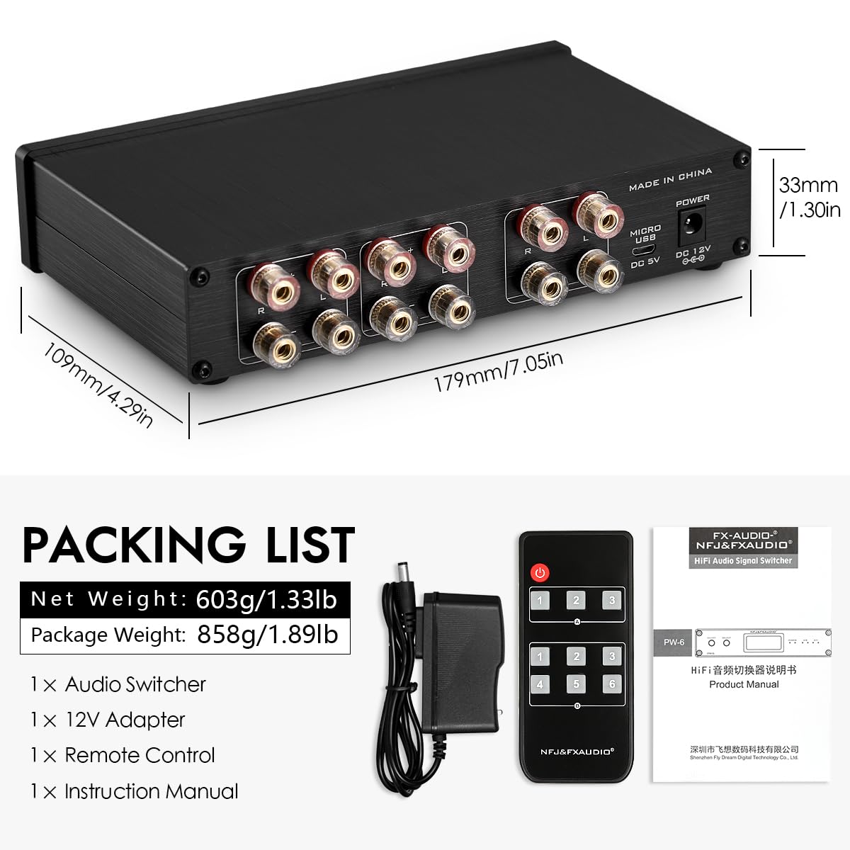 Altoparlante a 2 vie A/B interruttore selettore amplificatore splitter Home Stereo Audio Switcher Box Hub
