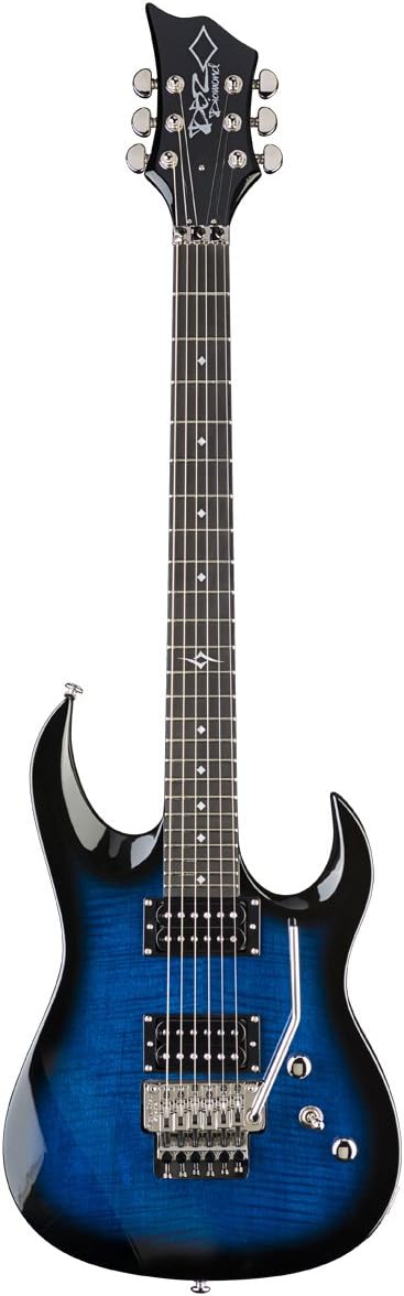 DBZ / Diamond Guitars HLCFM-FR-TBU Halcyon FM Flame Top FR Electric Guitar, Trans Blue