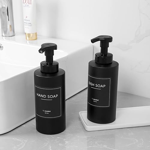 Miniatura 9 de UUJOLY Dispensador de jabón espumoso, botella de plástico recargable de 17 onzas para jabón líquido, champú, gel de baño, 2 unidades, transparente